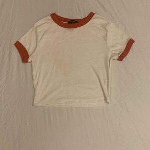 White T-shirt with red oranges lining